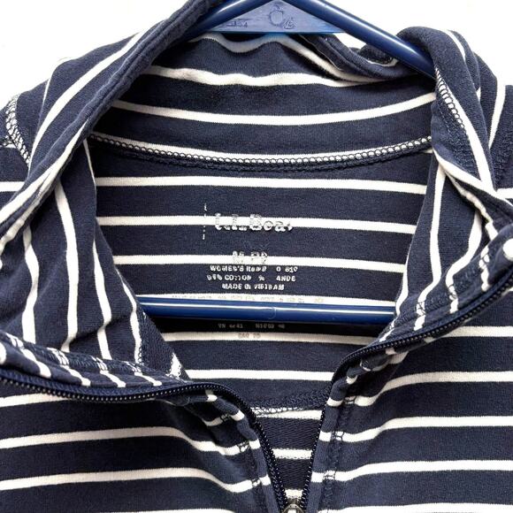 L. L. Bean Navy and White Striped Jacket, Full Zip Sweatshirt, Size Petite M - Picture 2 of 4